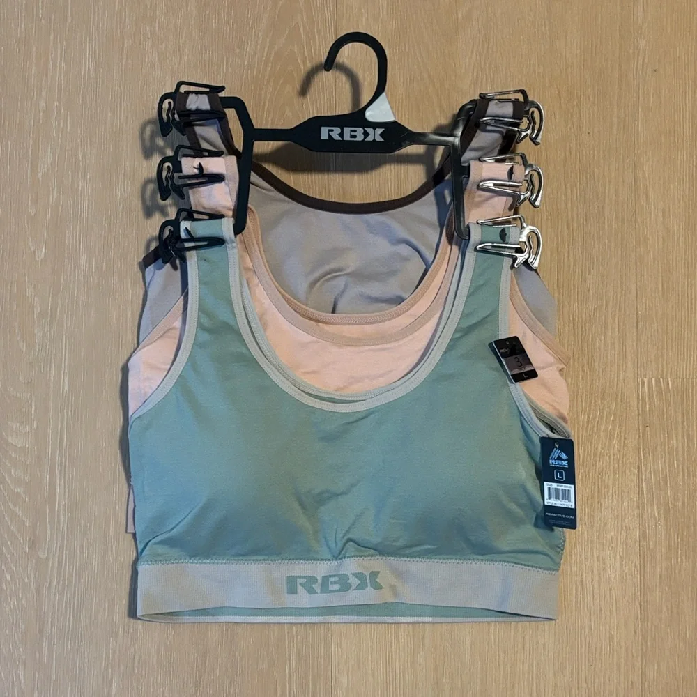NWT RBX 3 Women's Scoop Neck Sports Bras size Large - Picture 1 of 4